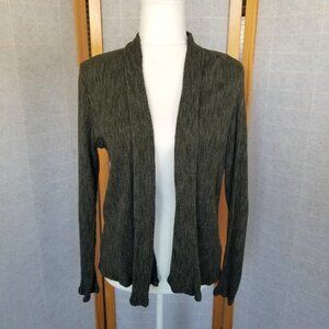J.Jill Pure Jill Crinkle Slub Open Cardigan Sweater Size Medium Color Peat Moss